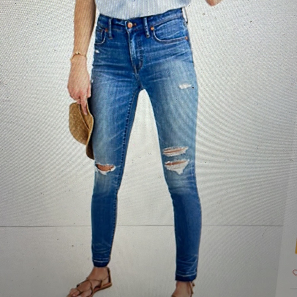 Madewell 9” High Rise Skinny Jeans Distressed